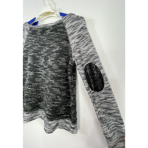 Miss Me Pullover Sweater Top Sequins Black Raglan Sleeves Boucle Size Small - Picture 5 of 10